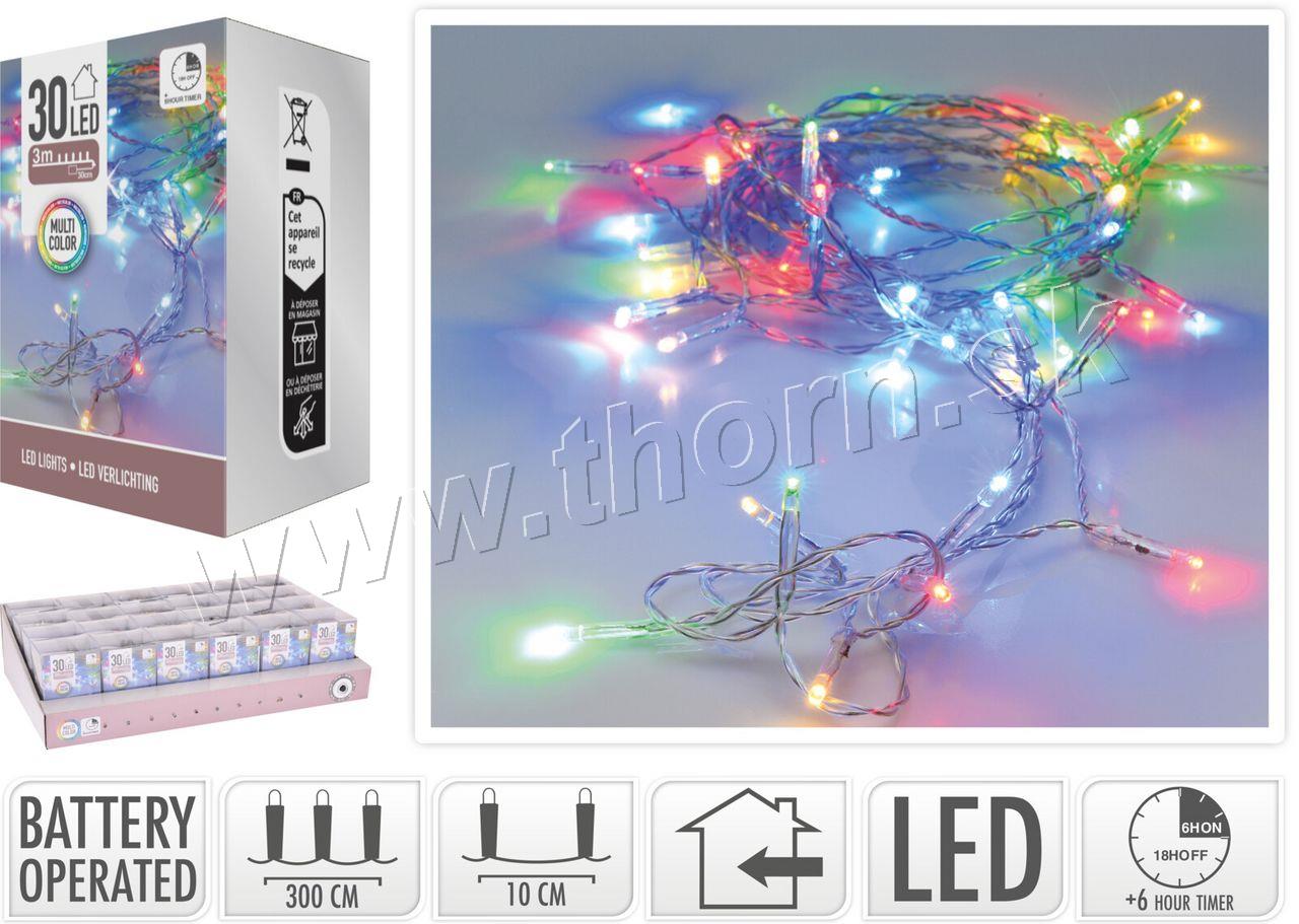 Reťaz s časovačom 30 LED farebné svetlo