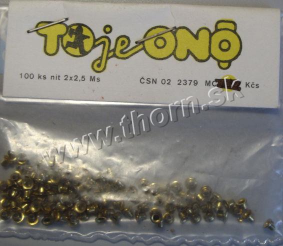 Nit dutý 2,0x2,5mm mosadzné