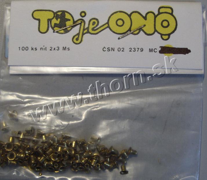 Nit dutý 2,0x3,0mm mosadzné