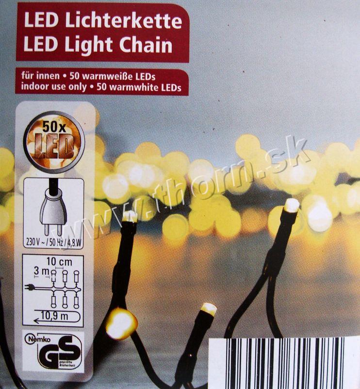 Svetelná reťaz 50xLED teplá biela