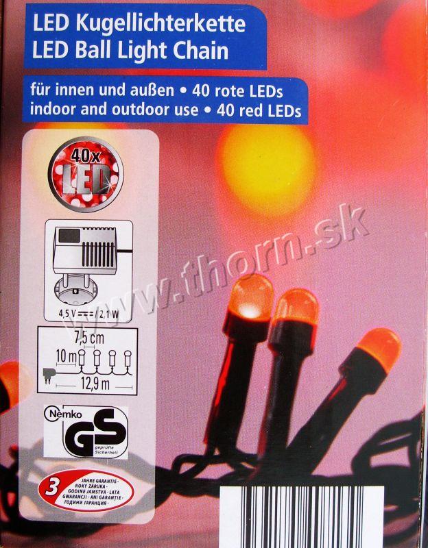 Svetelná reťaz 40xLED červená
