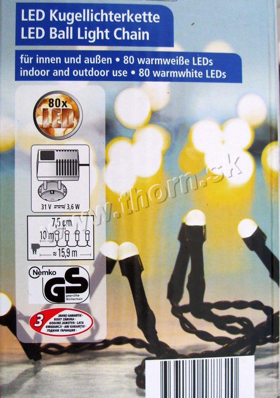 Svetelná reťaz 80xLED teplá biela