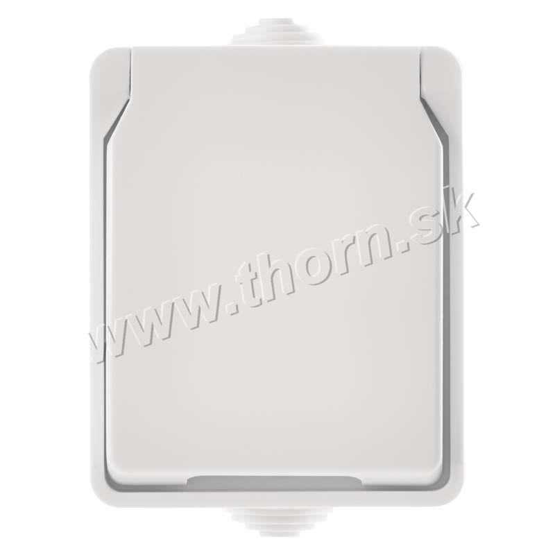 Zásuvka nástenná, biela, IP54