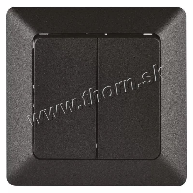 Prepínač dvojitý sériový č. 5 antracit