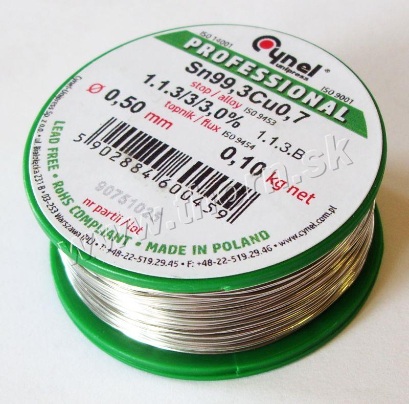 Bezolovnatý cín 0,5mm/100g Cynel Sn99,3Cu0,7