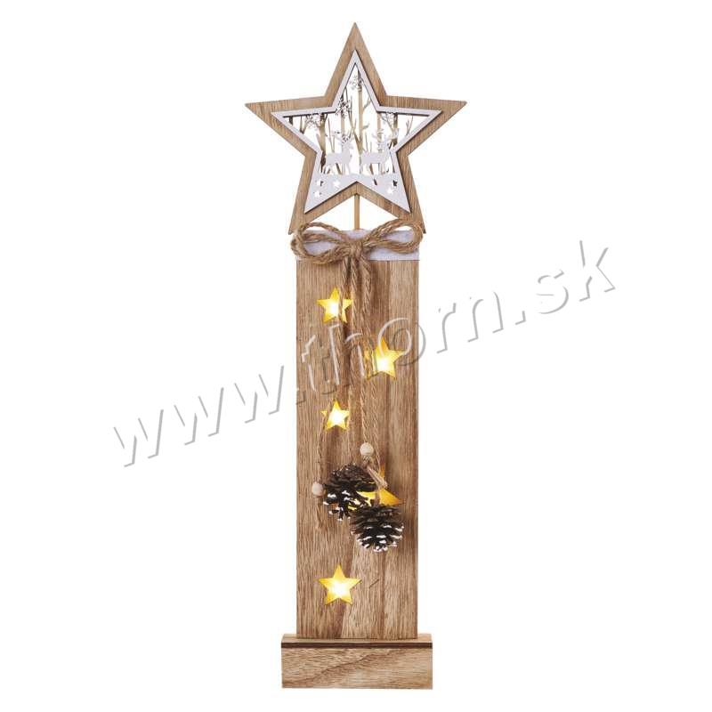 Hviezda LED drevená vianočná s časovačom