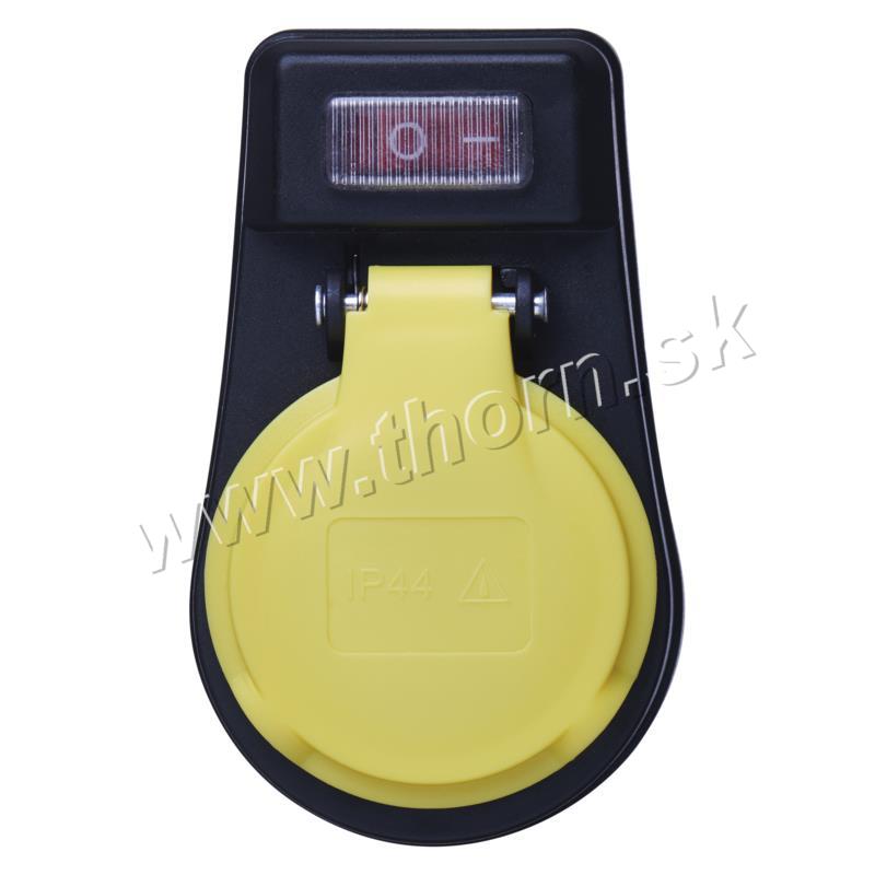 Zásuvka s vypínačom IP44 čierna