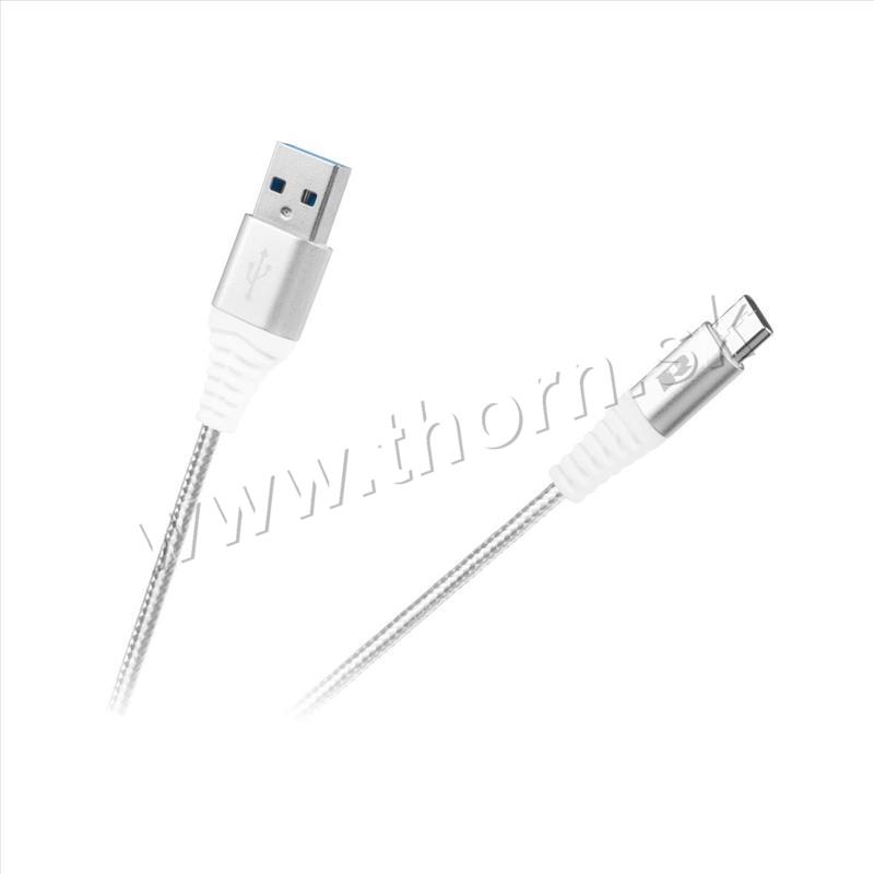 Kábel USB - USB typ C 1m REBEL biely