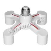 Adaptér pätice žiarovky E 27/4xE 27