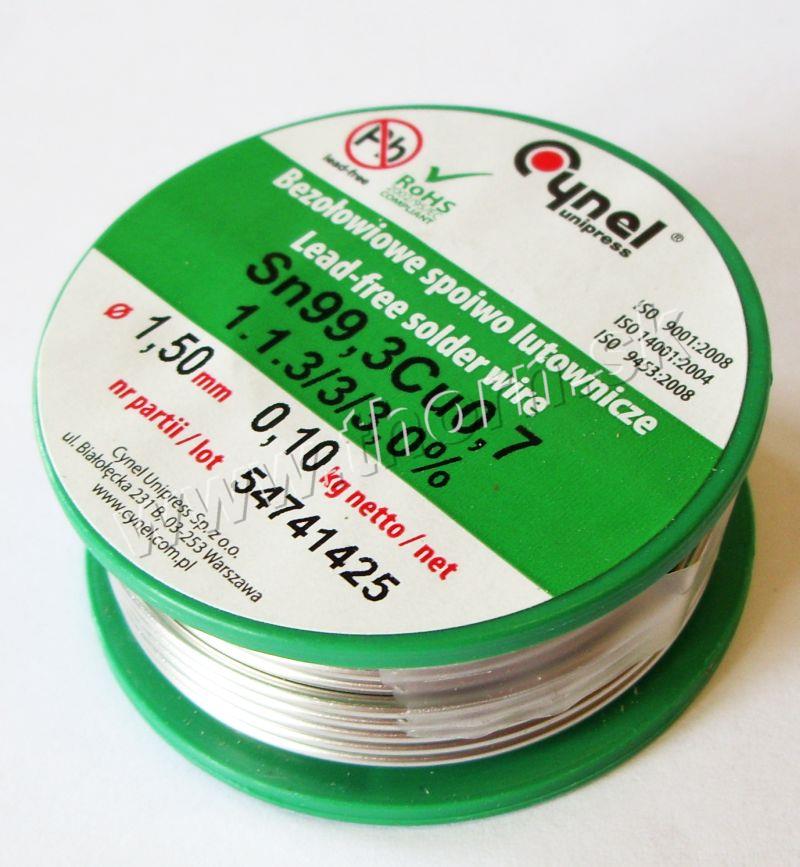 Bezolovnatý cín 1,5mm/100g Cynel Sn99,3Cu0,7