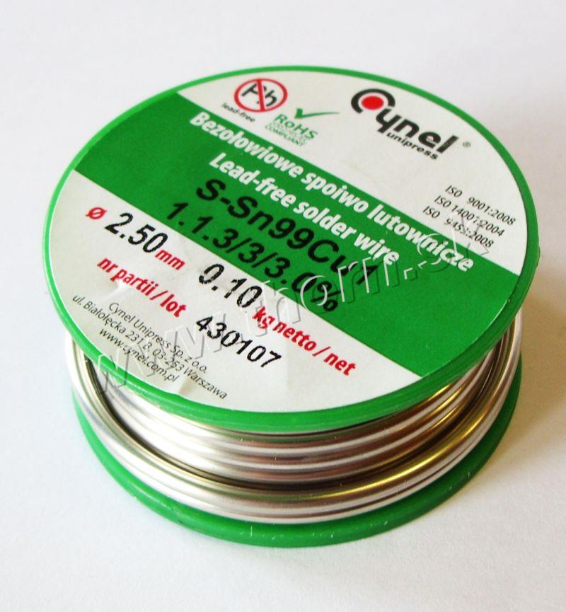 Bezolovnatý cín 2,5mm/100g Cynel Sn99,3Cu0,7