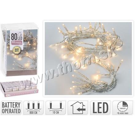 Reťaz svetelná na batérie 80 LED žlté svetlo