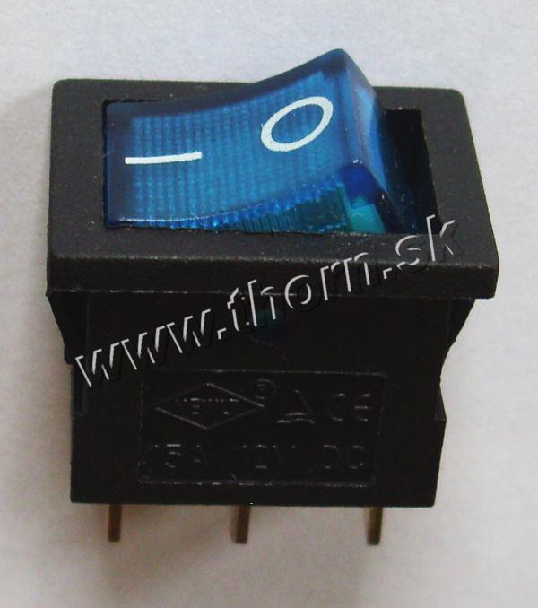 Kolískový spínač 12V mini podsvietený modrý